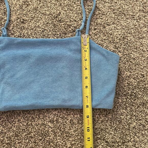 7 For All Mankind light blue cropped terrycloth bralette top size M NWT - Picture 7 of 8